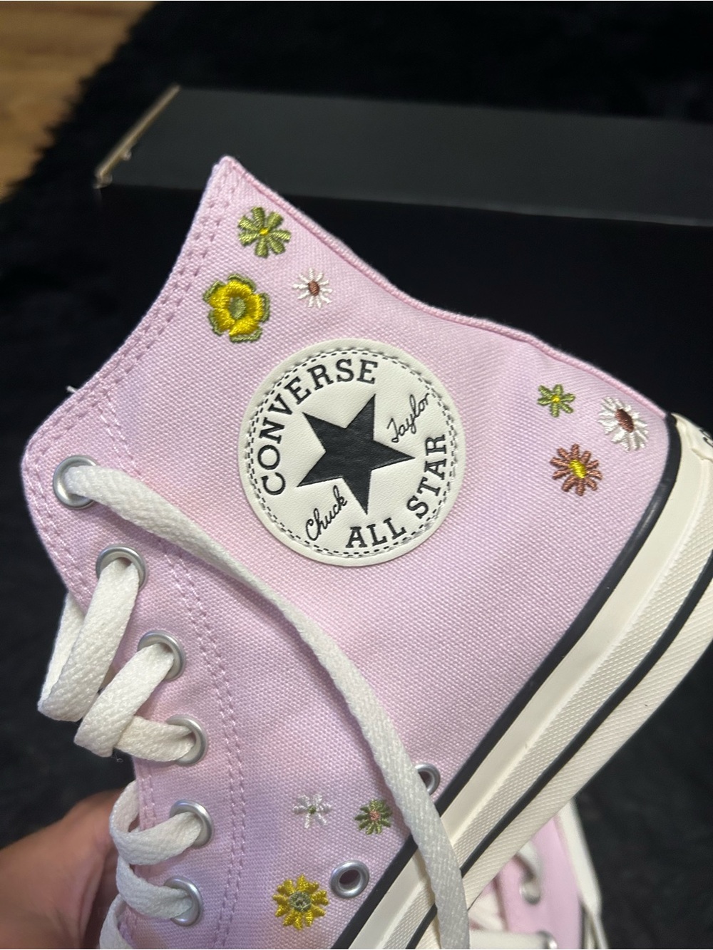 CONVERSE Ctas Hi top pink floral embroidered lace up shoes sneakers women’s 8.5 - Picture 6 of 9